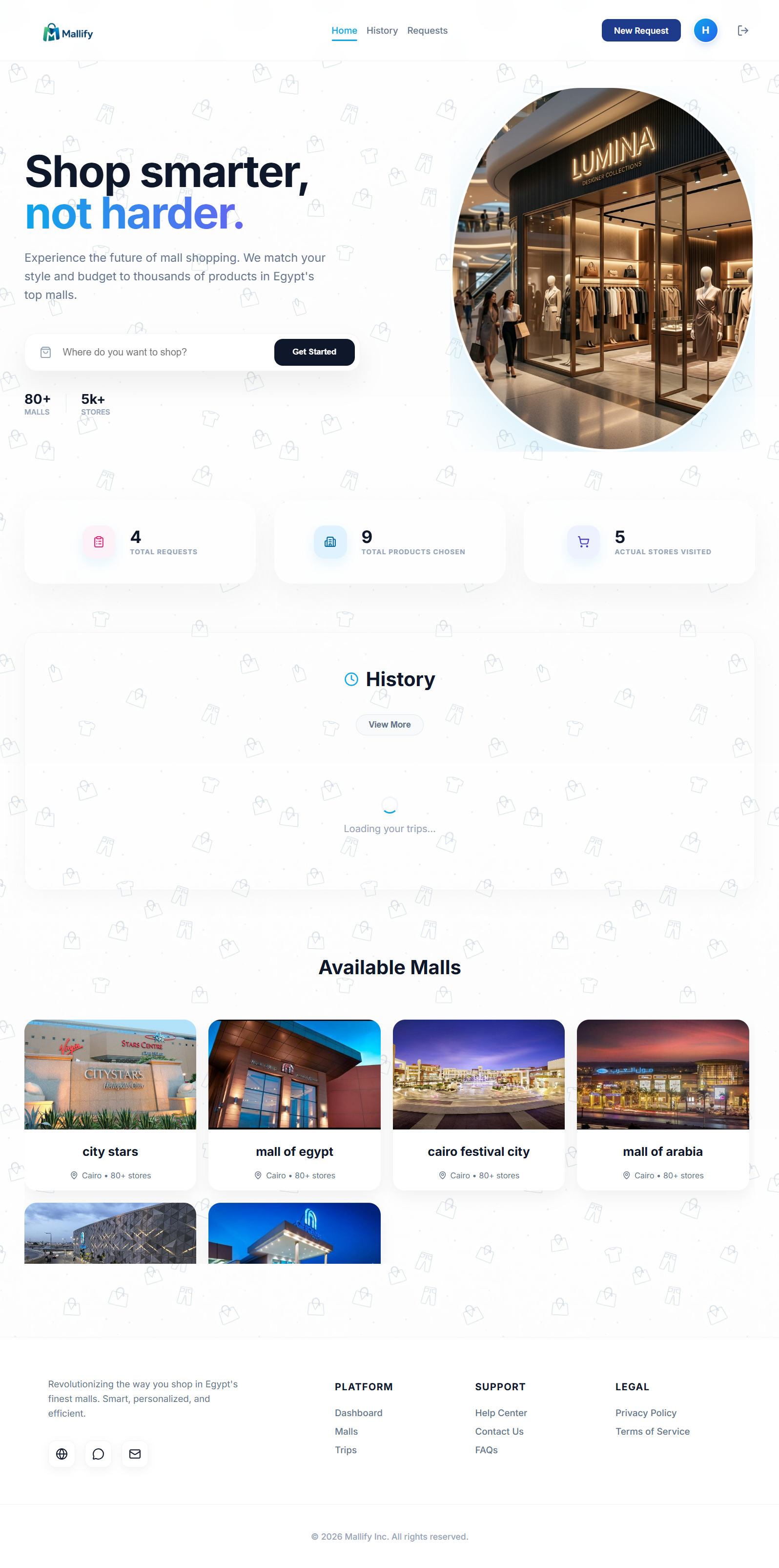 Mallify Web Platform Interface 1